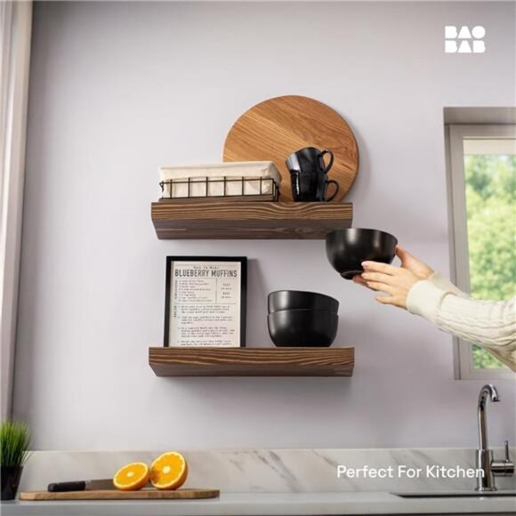 Wood Floating Shelves for Wall - Wooden Floating Shelf 16 Inch - Picture 2 of 7